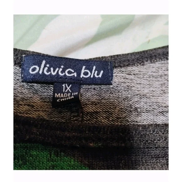 Chevron Patterned Women's Blouse - Black, Gray, Green - Picture 6 of 11